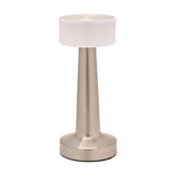 Tapered USB LED Touch Table Lamp with White Shade - Silver
