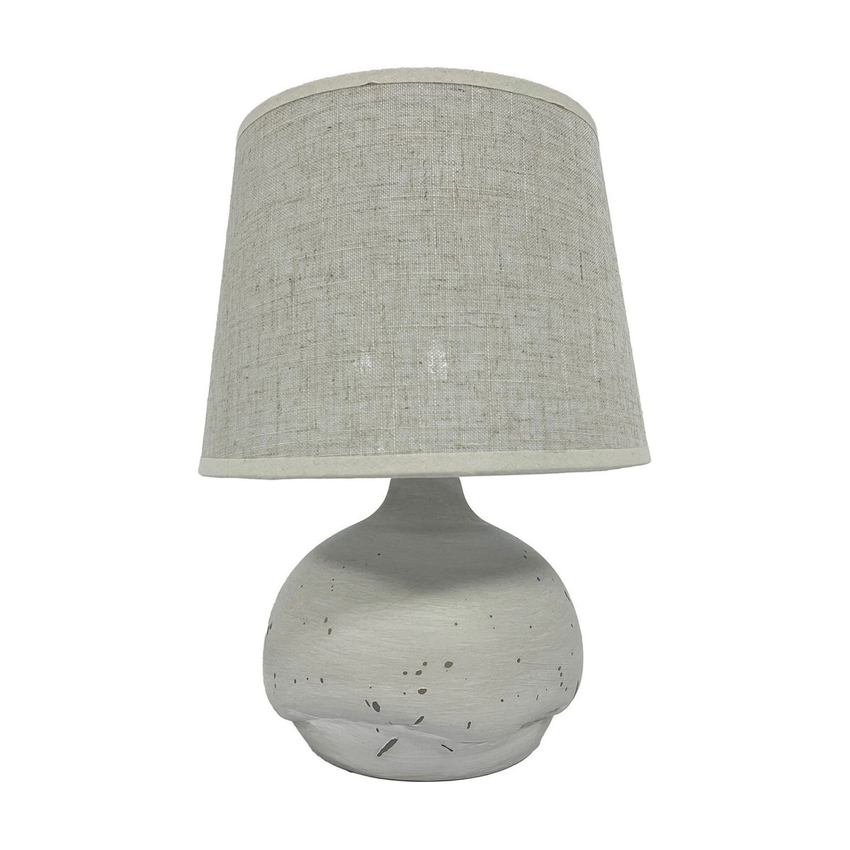 Natural Flecked Rounded Ceramic Table Lamp 33cm - White