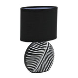 White Leaf Circle Plug-in Ceramic Table Lamp 24cm - Black