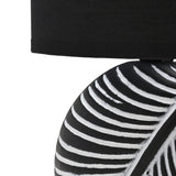 White Leaf Circle Plug-in Ceramic Table Lamp 24cm - Black