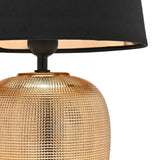 Grid Textured Round Ceramic Table Lamp 39cm - Gold & Black