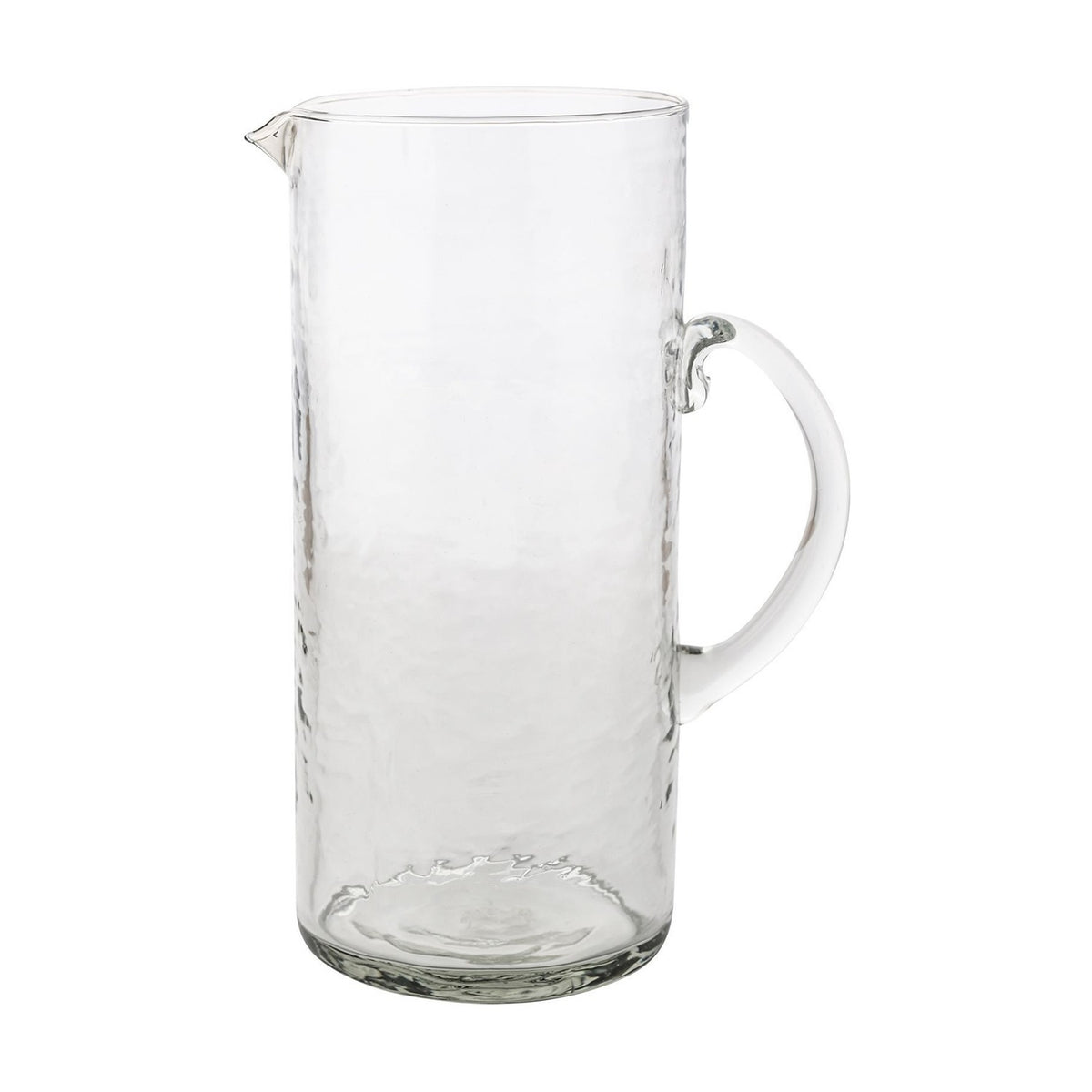 Tall Hammered Style Glass Jug with Handle 1600ml - Clear
