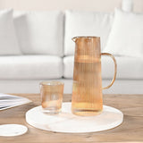 Tall Ribbed Glass Jug with Strainer Lid 1300ml - Champagne