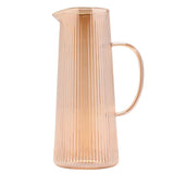 Tall Ribbed Glass Jug with Strainer Lid 1300ml - Champagne