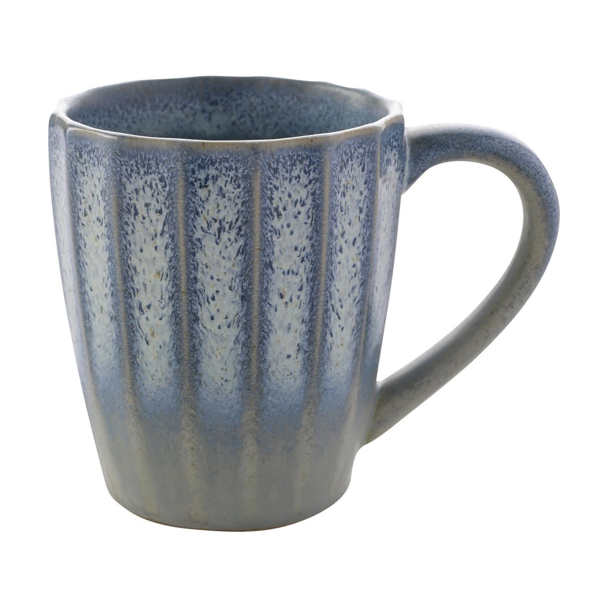 Fluted Speckled Stoneware Mug with Scalloped Rim - Blue