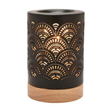 Fan Lace Aroma Ceramic Table Lamp with Melt Dish - Black