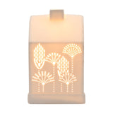 Floral and Star Cut-Out House Ceramic Table Lamp - White