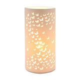 Butterfly Cut-Out Tube Plug-in Ceramic Table Lamp - White