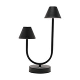 Arc Double Light USB Touch Matt Ceramic Table Lamp - Black