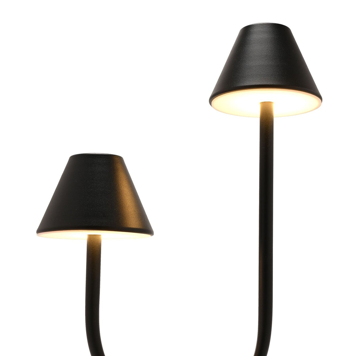 Arc Double Light USB Touch Matt Ceramic Table Lamp - Black