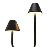 Arc Double Light USB Touch Matt Ceramic Table Lamp - Black