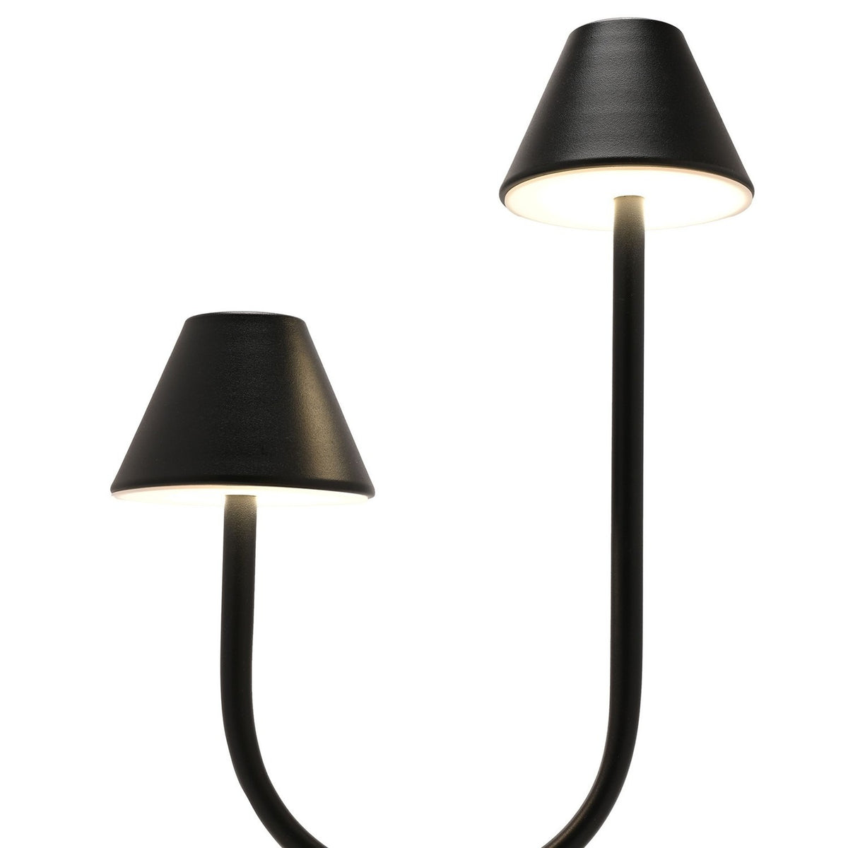 Arc Double Light USB Touch Matt Ceramic Table Lamp - Black