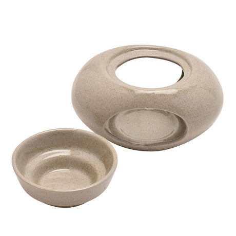 Pebble Ceramic Wax Melt Burner with Removable Dish - Grey