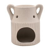 Speckled Ribbed Ceramic Wax Melt Burner with Handles - Ivory