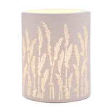 Pierced Grass Rectangular Matt Ceramic Table Lamp - White
