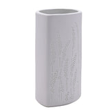 Pierced Grass Rectangular Matt Ceramic Table Lamp - White