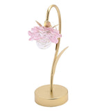 Single Stem Glass Flower LED Table Lamp with Base - Gold & Pink