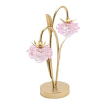 2 Stem Glass Flower LED Table Lamp with Base - Pink & Gold