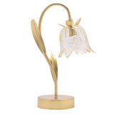 Glass Flower Single Stem LED Table Lamp - Gold & White