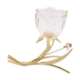 Single Stem Glass Flower Candle Holder with Base - Gold