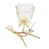 Single Stem Glass Flower Candle Holder with Base - Gold