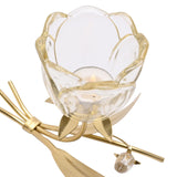 Single Stem Glass Flower Candle Holder with Base - Gold