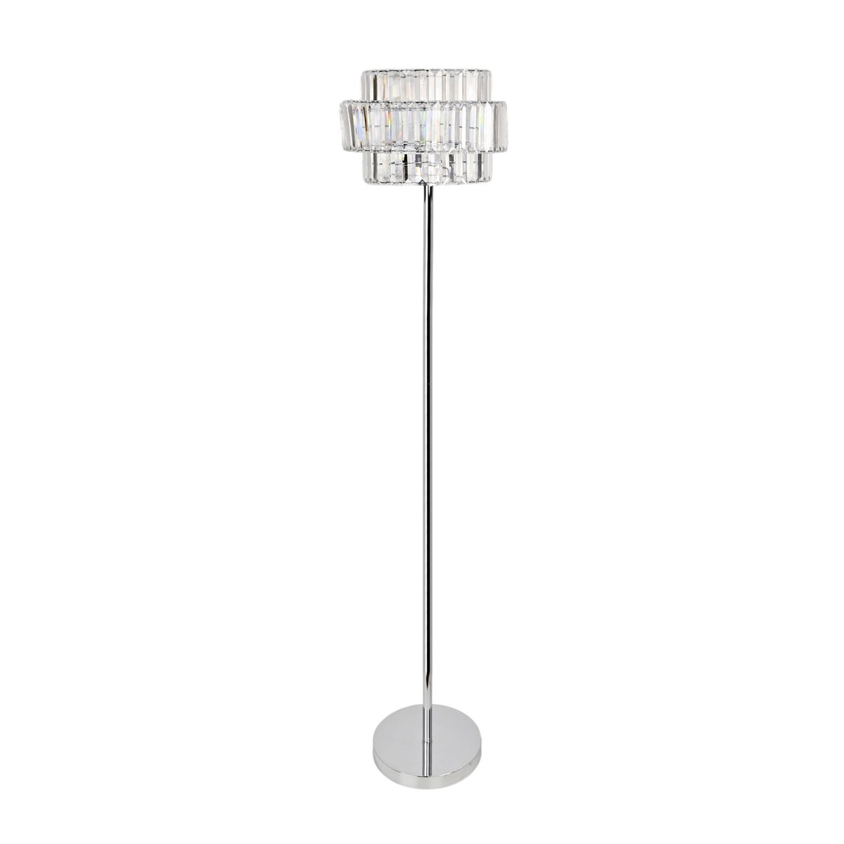 Yarrowdene Crystal Effect Glass Shade Floor Lamp 153cm - Silver