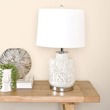 Table Lamp with Confetti Glass Base 52cm - White