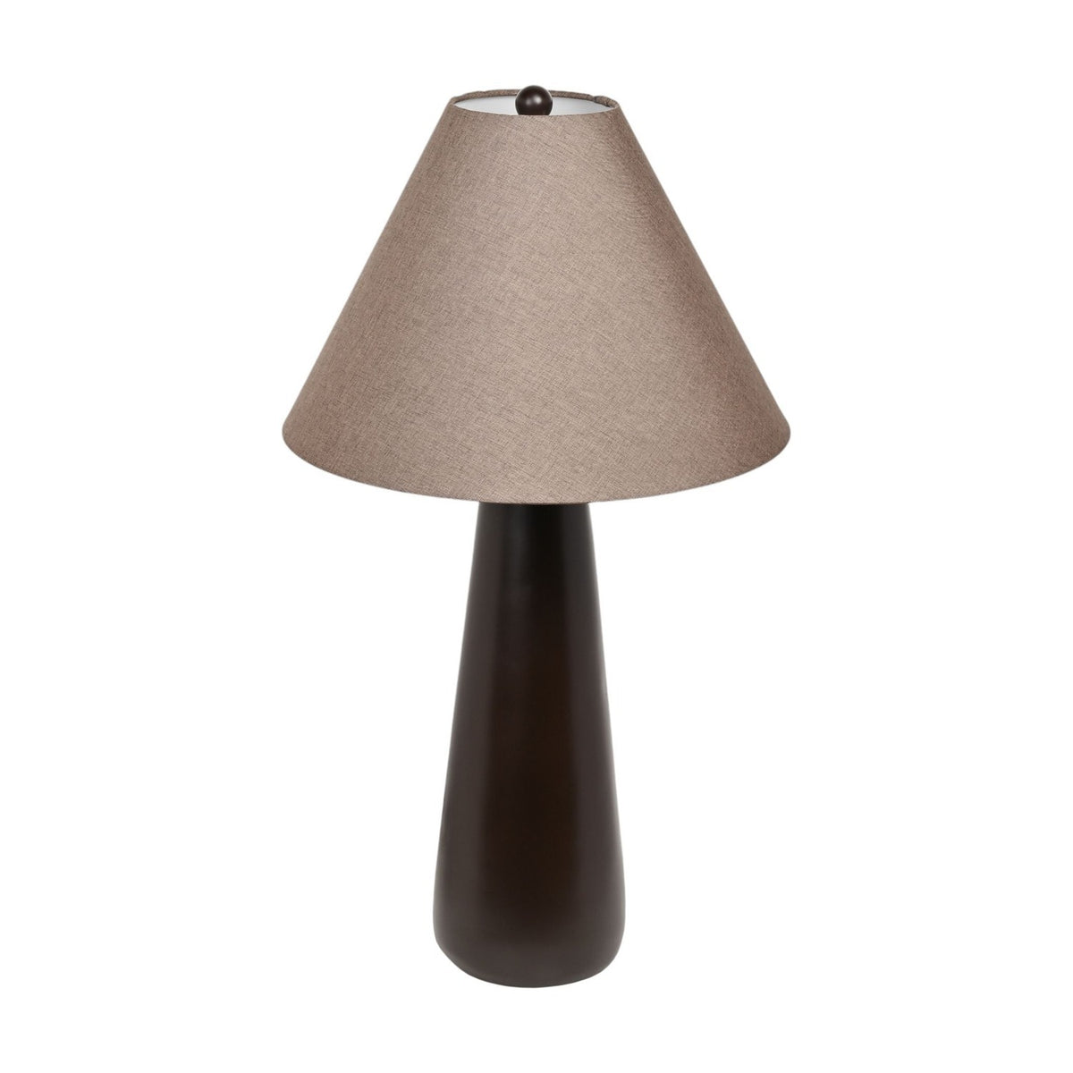 Tapered Resin Table Lamp with Conical Shade 69cm - Brown