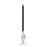 Fish Glass Taper Candle Holder with Pale Blue Body - Clear