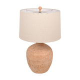 Terracotta Ceramic Table Lamp with Drum Shade 66cm - Natural
