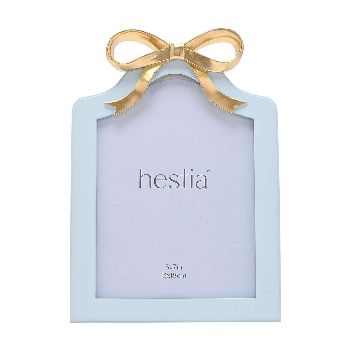 Arched Ribbon Bow Standing Photo Frame 7 x 5in - Blue & Gold
