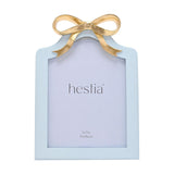 Arched Ribbon Bow Standing Photo Frame 7 x 5in - Blue & Gold