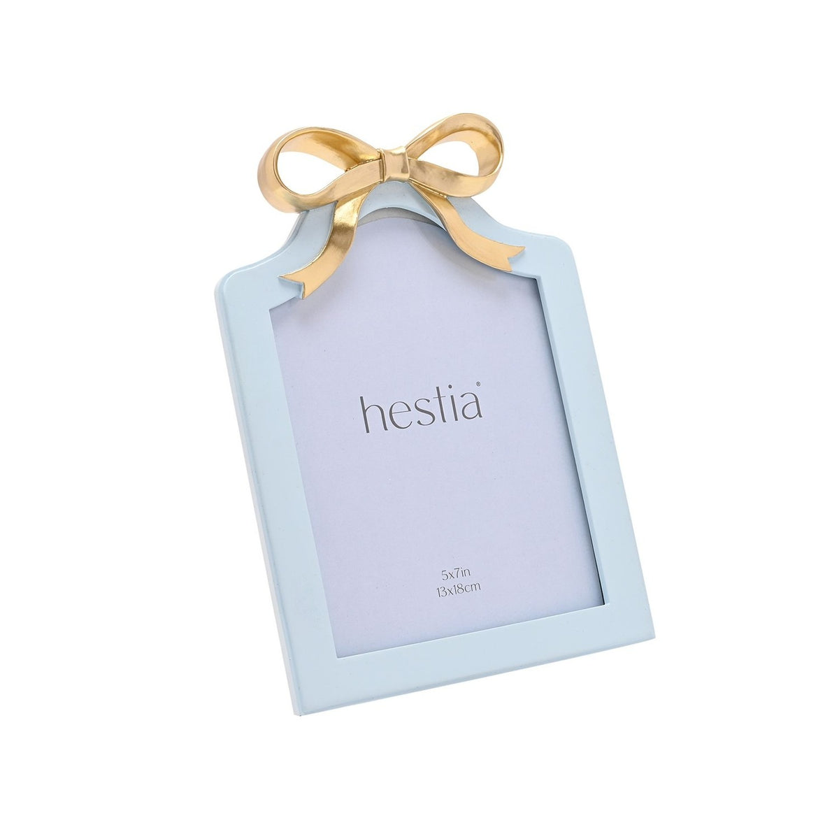 Arched Ribbon Bow Standing Photo Frame 7 x 5in - Blue & Gold
