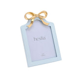 Arched Ribbon Bow Standing Photo Frame 7 x 5in - Blue & Gold
