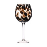 Dark Brown Tortoise Shell Wine Glass Set of 2 - Black & Clear