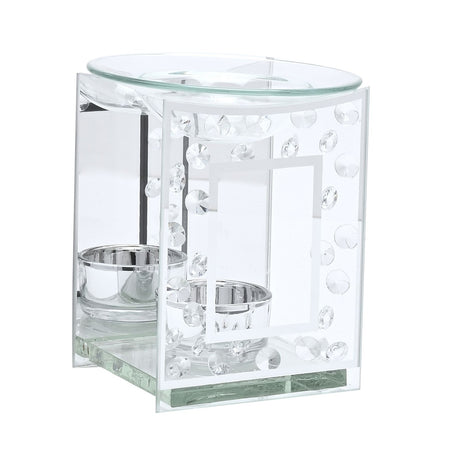 Diamante Scatter Mirrored Glass Oil & Wax Melt Burner - Clear