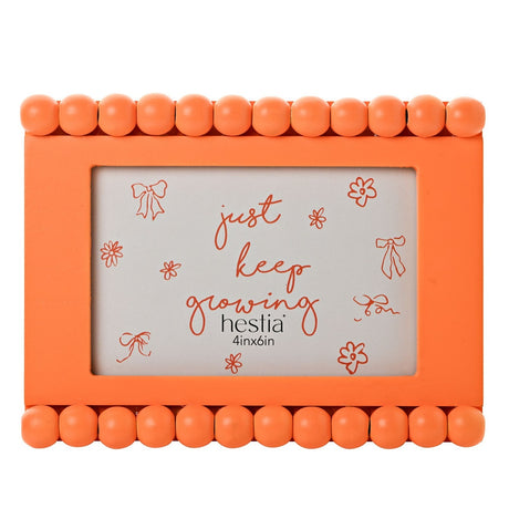 Freestanding Beaded Wooden Photo Frame 6 x 4in - Orange
