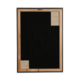 Woven Thread Wall Art in black and cream, rectangular wood-framed tapestry with vertical black threads and crosswise cream thread blocks at top-right and bottom-left, shown on a white background.