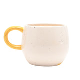 Bee Hive Honeycomb Earthenware Mug 400ml in cream with a yellow loop handle, showing the speckled cream body on a plain white background.