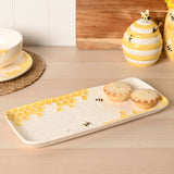 Bee Hive Rectangular Earthenware Plate - Cream & Yellow
