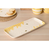 Bee Hive Rectangular Earthenware Plate - Cream & Yellow