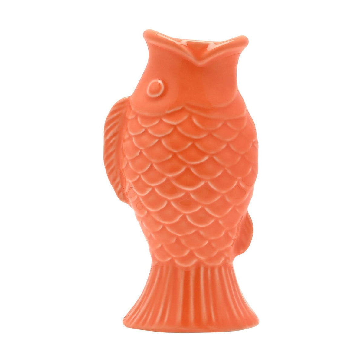 Upright Carp Glazed Stoneware Taper Candle Holder - Orange