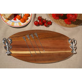 Lobster Oval Wooden Serving Board with 4 Picks - Natural