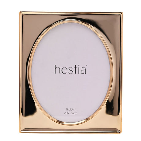 Polished Steel Photo Frame with Oval Window 10 x 8in - Gold
