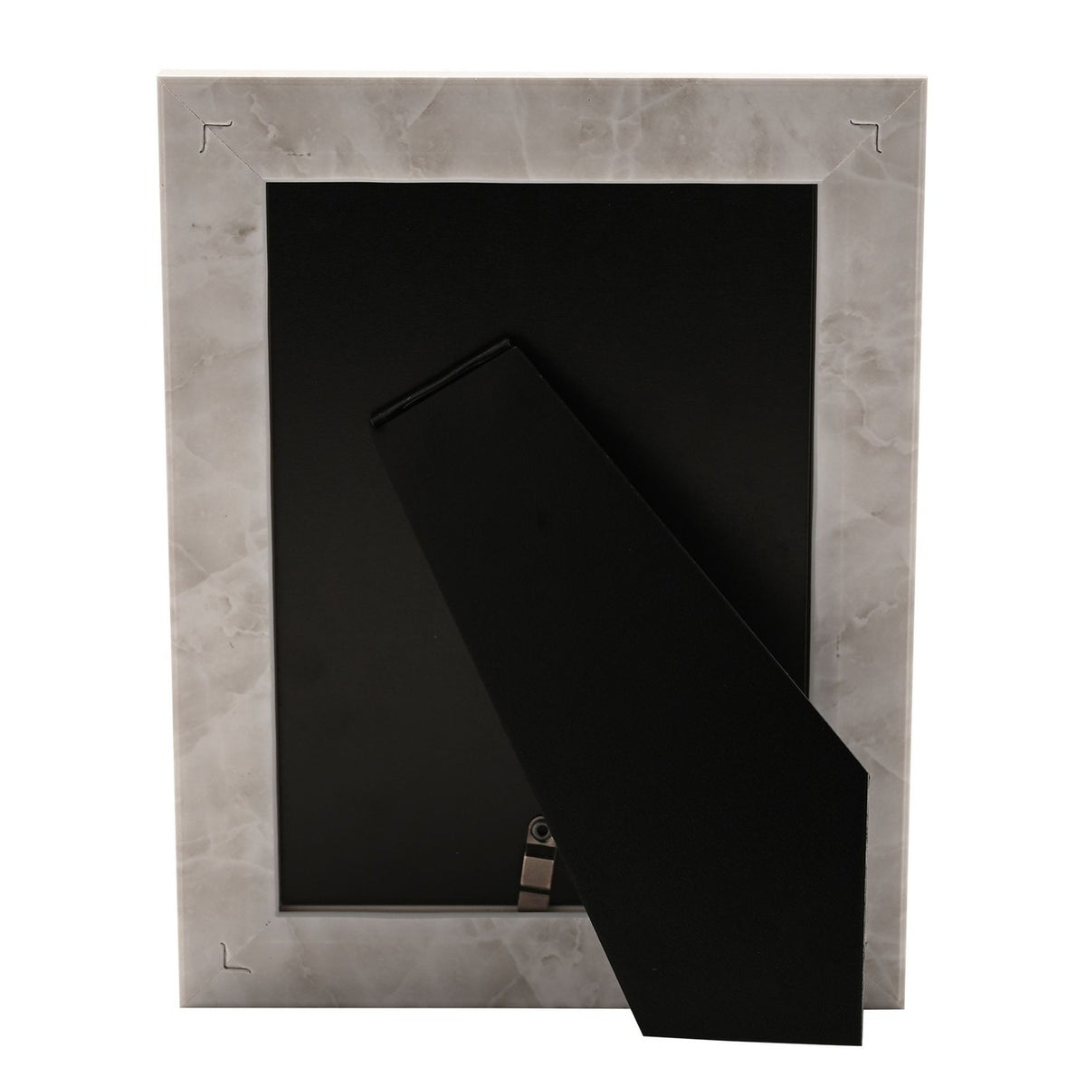 Marble Effect Plastic Photo Frame with Gold Trim - White