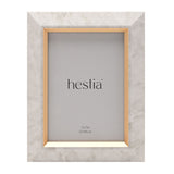 Marble Effect Plastic Photo Frame with Gold Trim - White