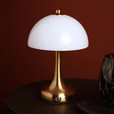 Domed USB LED Touch Opaque Glass Table Lamp - Bronze & White