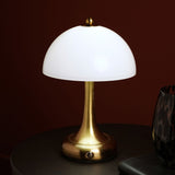 Domed USB LED Touch Opaque Glass Table Lamp - Bronze & White