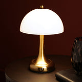 Domed USB LED Touch Opaque Glass Table Lamp - Bronze & White